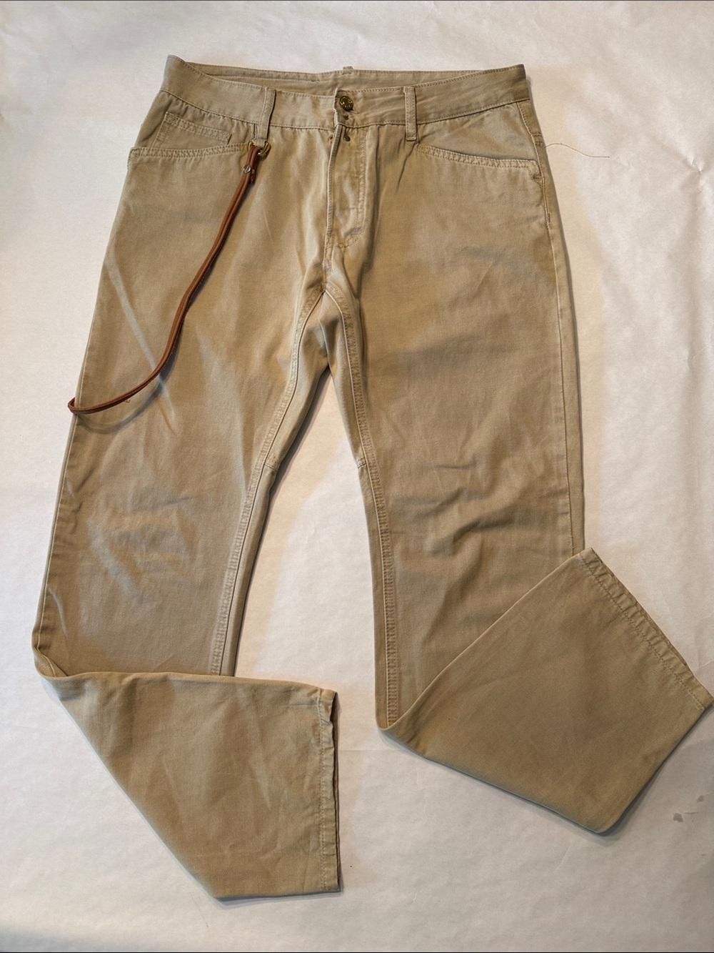 DSQUARED2 Men's Tan Denim Pants with Leather Key Loop